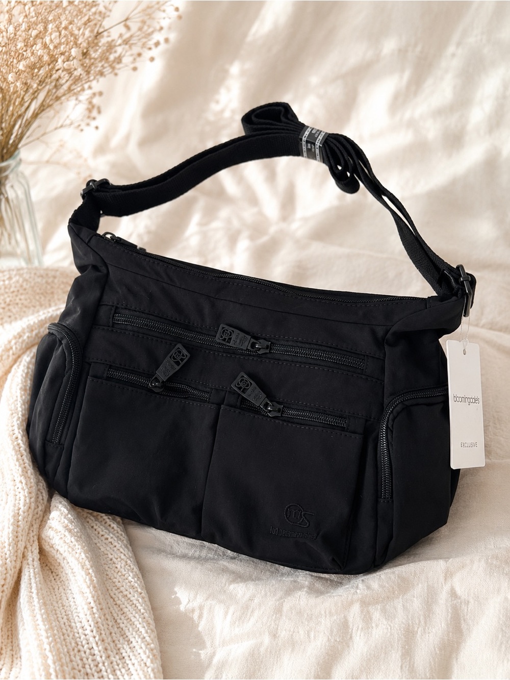Black Multi-Pocket Shoulder Bag
